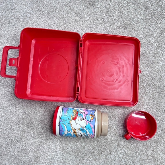 Vintage 1996 Coca Cola Bears Red Plastic Lunch Box Thermos Set - Picture 5 of 7